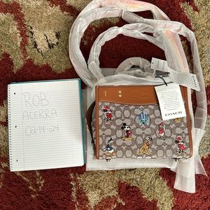 Disney X Coach Rogue 25 Signature Textile Jacquard With Mickey Mouse And Friends